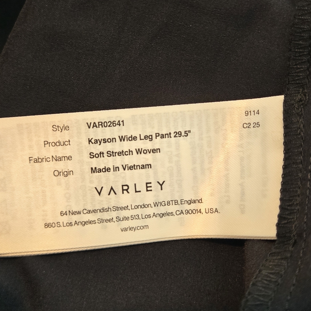 Varley Kayson Black Wide-Leg Pants 29.5in Inseam - Picture 5 of 5